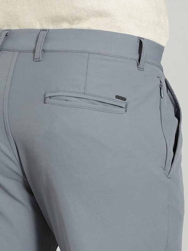 Indian Terrain Men's Comfort Fit Solid Grey Trousers